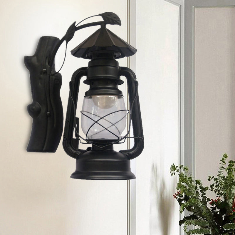 Sikunuo | Black/Bronze/Copper Kerosene Wall Lighting Coastal Clear Glass 1 Light Outdoor Wall Lamps Light