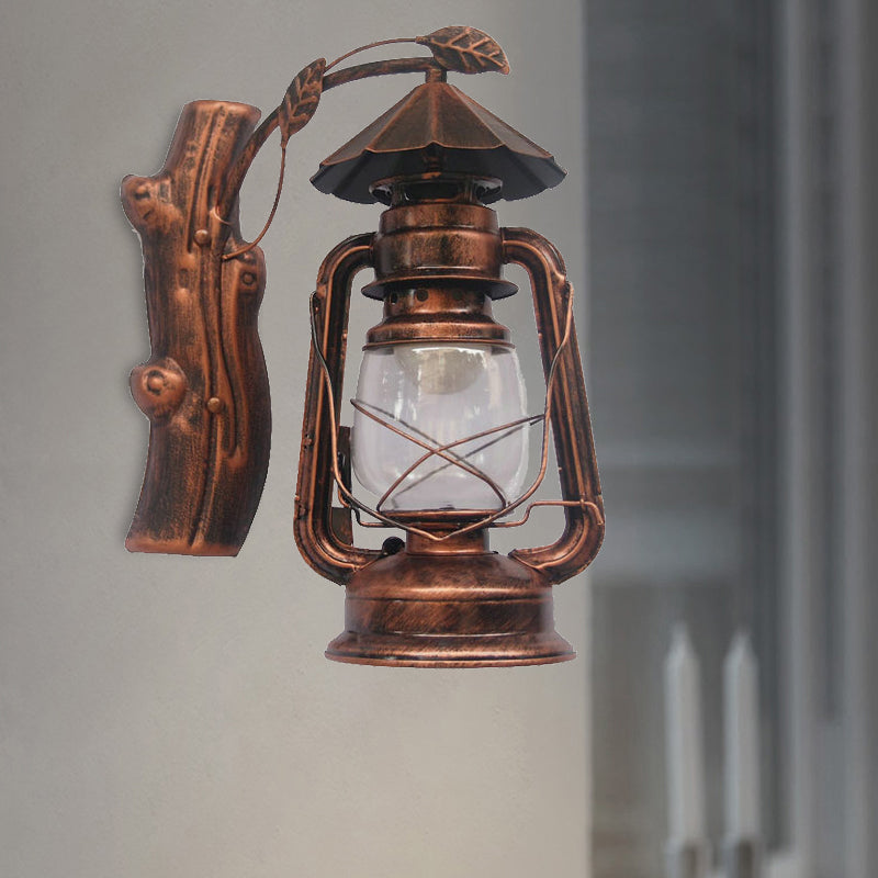 Sikunuo | Black/Bronze/Copper Kerosene Wall Lighting Coastal Clear Glass 1 Light Outdoor Wall Lamps Light