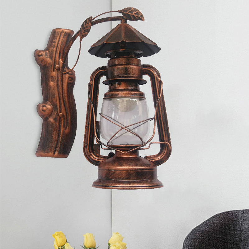 Sikunuo | Black/Bronze/Copper Kerosene Wall Lighting Coastal Clear Glass 1 Light Outdoor Wall Lamps Light