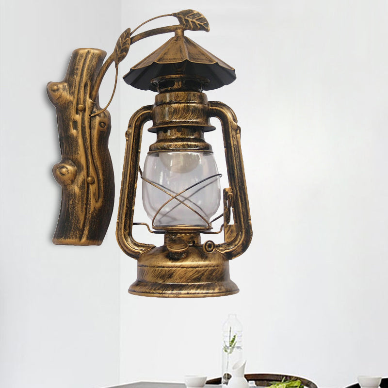 Sikunuo | Black/Bronze/Copper Kerosene Wall Lighting Coastal Clear Glass 1 Light Outdoor Wall Lamps Light