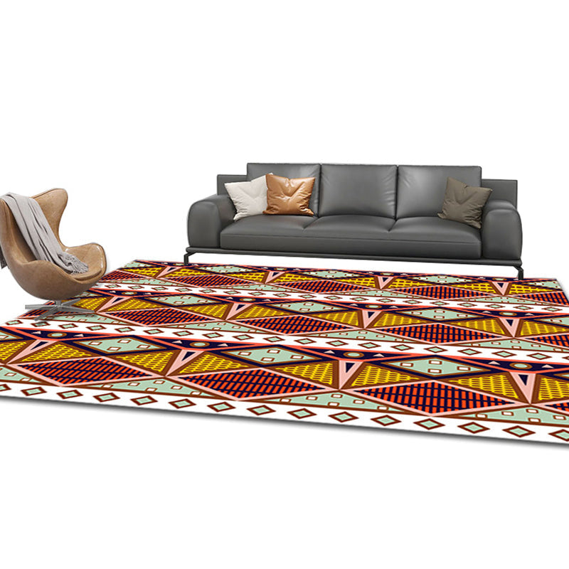 Sikunuo | Comfort Geometric Print Rug Multicolor Polyester Area Rug Non-Slip Back Pet-Friendly Indoor Carpet for the Living Room