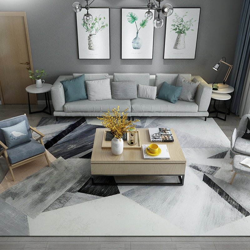 Sikunuo | Simple Living Room Carpet Multicolored Geometric Pattern Indoor Carpet Synthetic Non-Slip Back Pet-Friendly Area Rug