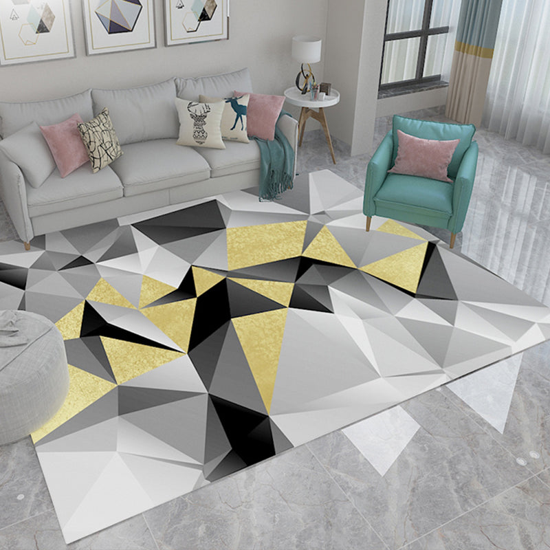 Sikunuo | Simple Living Room Carpet Multicolored Geometric Pattern Indoor Carpet Synthetic Non-Slip Back Pet-Friendly Area Rug