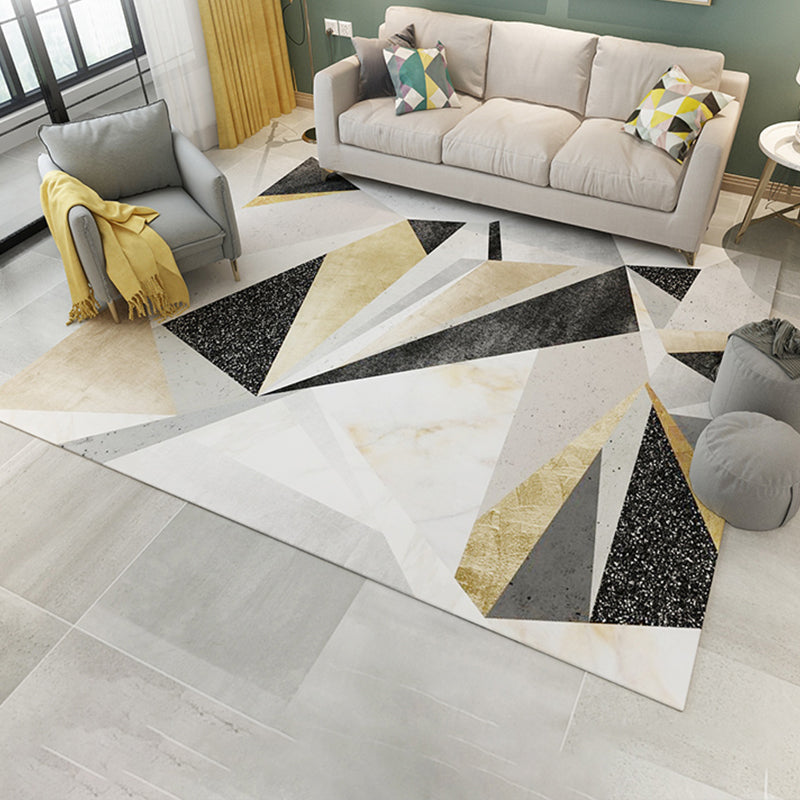 Sikunuo | Simple Living Room Carpet Multicolored Geometric Pattern Indoor Carpet Synthetic Non-Slip Back Pet-Friendly Area Rug