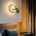 Sikunuo | Decorative Loop-shaped Wall Lamp Metal LED Wall Lamp with Spot and Plant Pot in Black-White