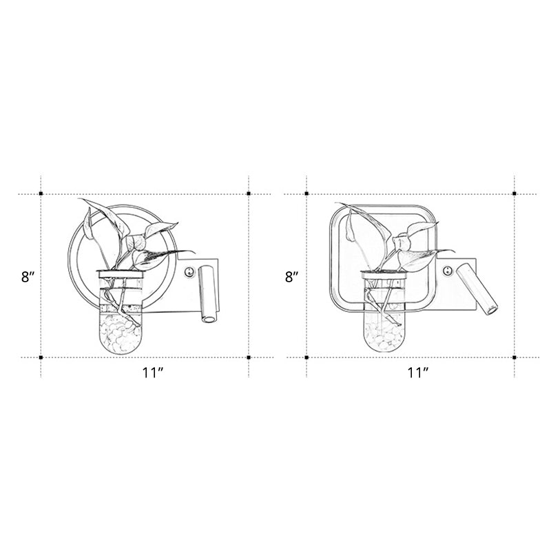 Sikunuo | Decorative Loop-shaped Wall Lamp Metal LED Wall Lamp with Spot and Plant Pot in Black-White