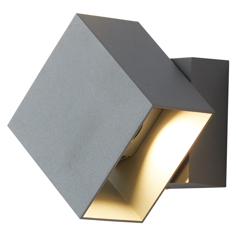 Sikunuo | Cube Up and Down LED Wall Light Contemporary Metal Black/Grey/White Outdoor Wall Light with Adjustable Angle
