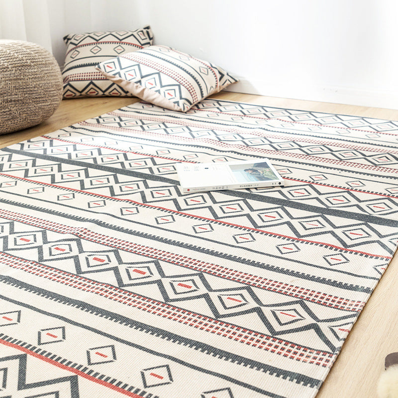 Sikunuo | Southwest Bedroom Carpet Multicolored Tribal Printed Area Rug Jute Pet-Friendly Stain-Resistant Indoor Carpet
