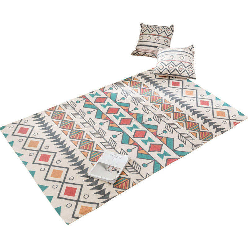 Sikunuo | Southwest Bedroom Carpet Multicolored Tribal Printed Area Rug Jute Pet-Friendly Stain-Resistant Indoor Carpet