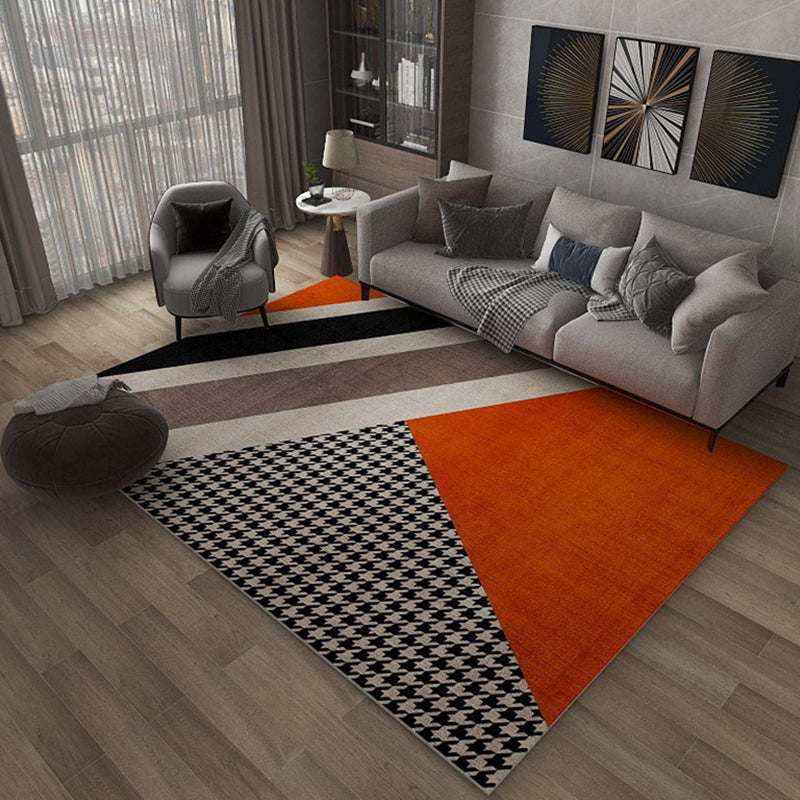 Sikunuo | Formal Geometric Print Rug Multicolored Polypropylene Indoor Rug Pet-Friendly Machine Washable Rug for the Living Room