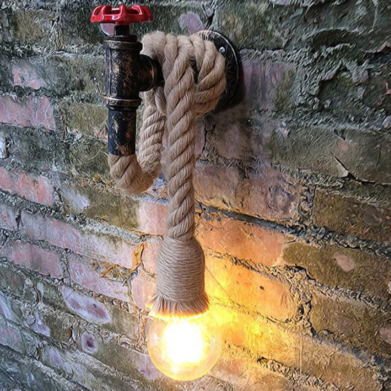Sikunuo | 1-Light Faucet Wall Lamp Industrial Black Iron Wall Light Fixture with Cord Plug
