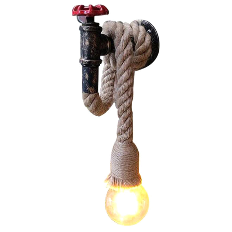 Sikunuo | 1-Light Faucet Wall Lamp Industrial Black Iron Wall Light Fixture with Cord Plug