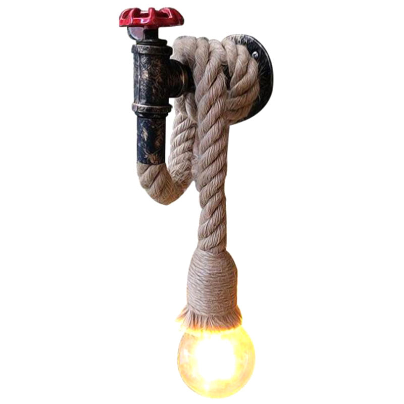 Sikunuo | 1-Light Faucet Wall Lamp Industrial Black Iron Wall Light Fixture with Cord Plug