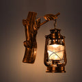 Sikunuo | Rustic Oil Lantern Wall Lighting 1 Head Clear Glass Wall Lamp in Black for Corridor