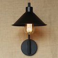 Sikunuo | Conical Nightstand Reading Light Retro Metal 1-Light Black Wall-Mounted Lamp with Beveled Edge