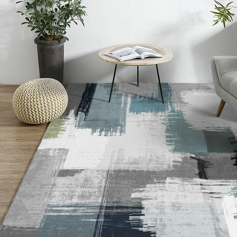 Sikunuo | Green decorative mat Scandinavian abstract printed carpet for indoor non-slip underlay pet-friendly carpet
