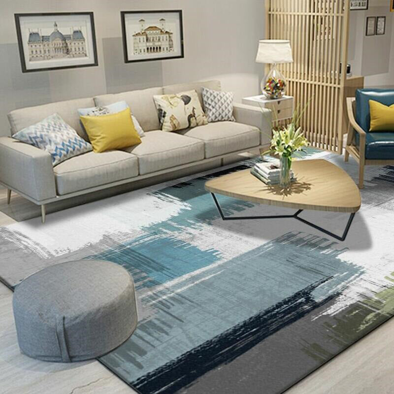 Sikunuo | Green decorative mat Scandinavian abstract printed carpet for indoor non-slip underlay pet-friendly carpet