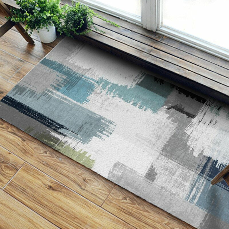 Sikunuo | Green decorative mat Scandinavian abstract printed carpet for indoor non-slip underlay pet-friendly carpet