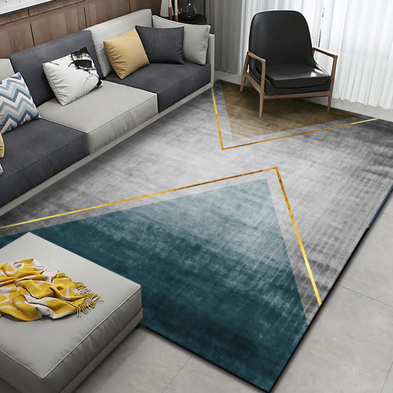Sikunuo | Northern European Living Room Rug Multicolored Geometric Print Indoor Carpet Synthetic Non-Slip Backing Pet-Friendly Rug