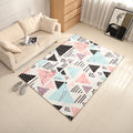 Sikunuo | New Living Room Rug Multicolor Geometric Print Area Rug Polyester Non-Slip Backing Easy Care Indoor Rug
