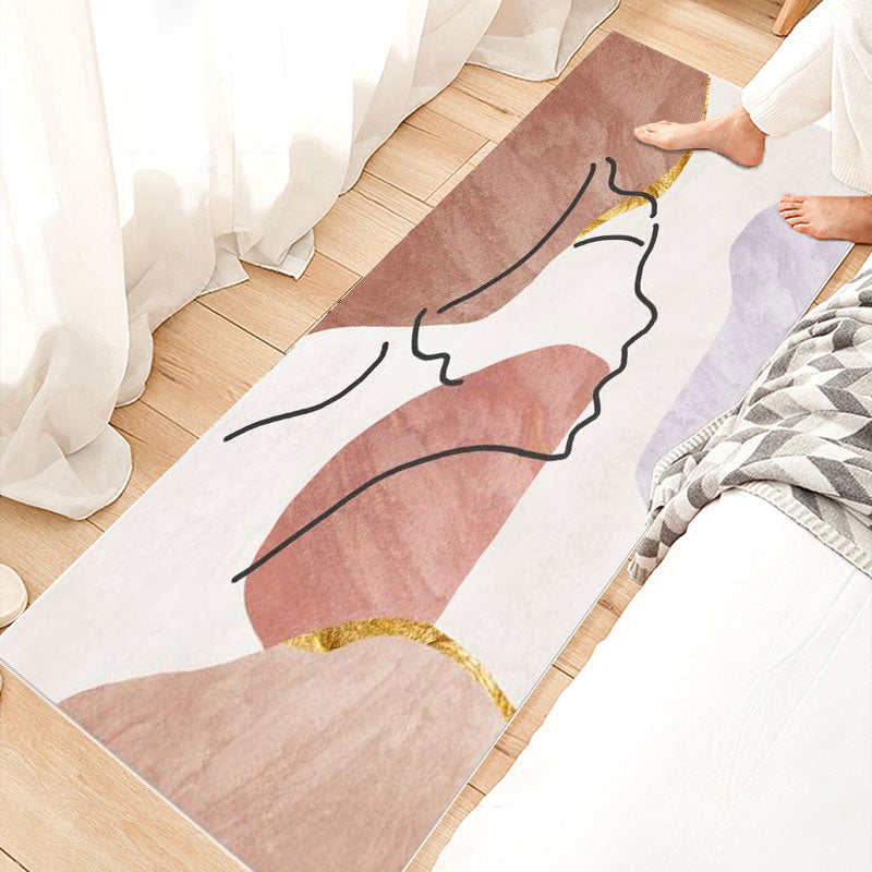 Sikunuo | Relaxing Bedroom Rug Multicolored Geometric Print Indoor Rug Polyester Non-Slip Back Washable Area Rug