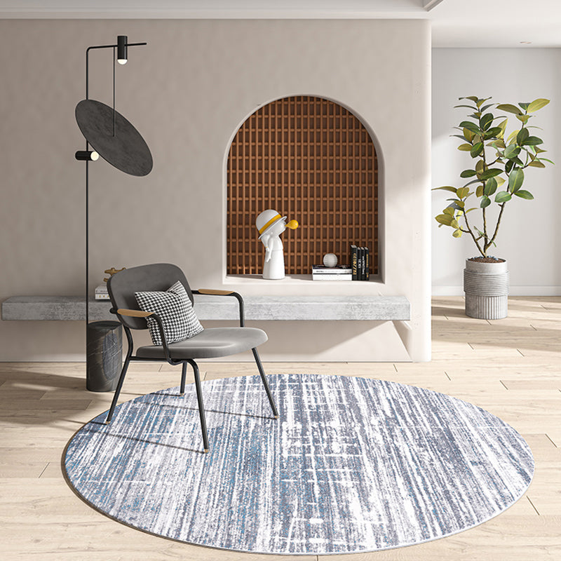 Sikunuo | Industrial Living Room Rug Multi Color Abstract Printed Indoor Carpet Polyester Non-Slip Back Easy Care Area Rug