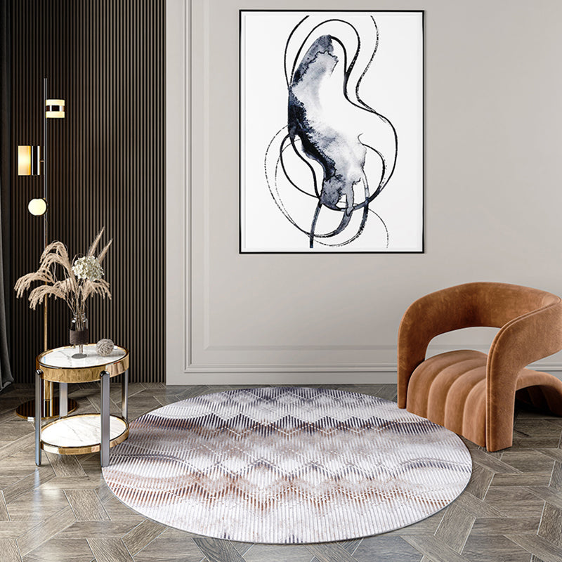 Sikunuo | Industrial Living Room Rug Multi Color Abstract Printed Indoor Carpet Polyester Non-Slip Back Easy Care Area Rug
