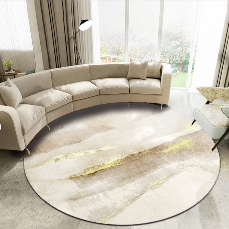 Sikunuo | Casual Living Room Rug Multi-Colored Abstract Printed Indoor Rug Polyester Pet-Friendly Stain-Resistant Rug