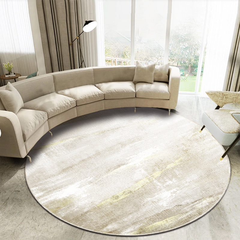 Sikunuo | Casual Living Room Rug Multi-Colored Abstract Printed Indoor Rug Polyester Pet-Friendly Stain-Resistant Rug