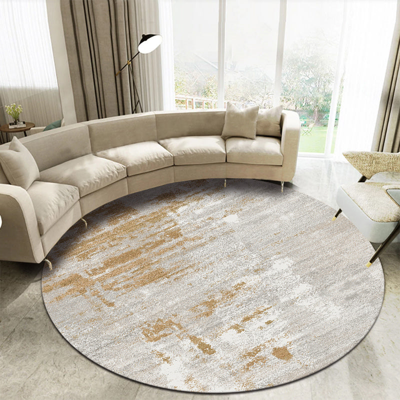 Sikunuo | Casual Living Room Rug Multi-Colored Abstract Printed Indoor Rug Polyester Pet-Friendly Stain-Resistant Rug
