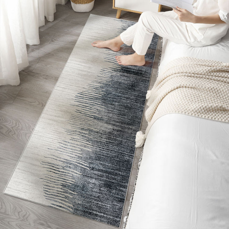 Sikunuo | Minimalist bedroom mat dark gray-white abstract printed carpet made of polyester non-slip back maintenance-friendly carpet