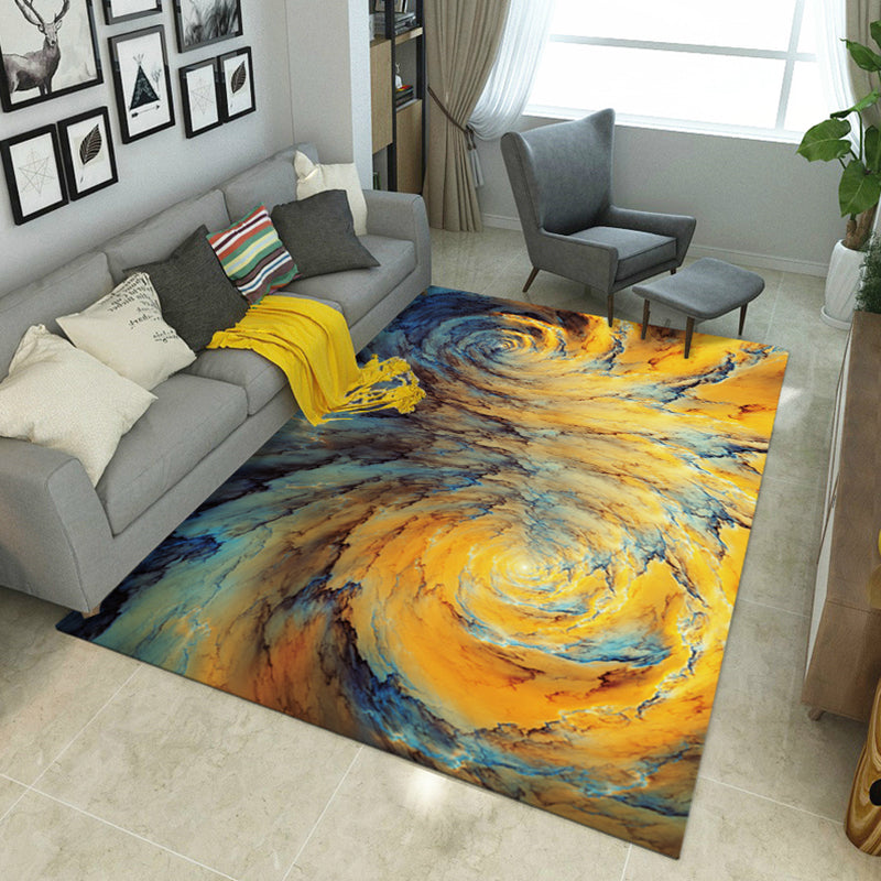 Sikunuo | Steampunk Living Room Rug Multicolor Abstract Print Indoor Rug Polyester Non-slip Pet-friendly Rug