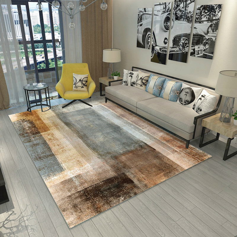 Sikunuo | Steampunk Living Room Rug Multicolor Abstract Print Indoor Rug Polyester Non-slip Pet-friendly Rug