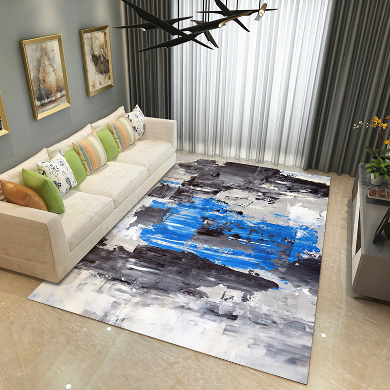 Sikunuo | Steampunk Living Room Rug Multicolor Abstract Print Indoor Rug Polyester Non-slip Pet-friendly Rug