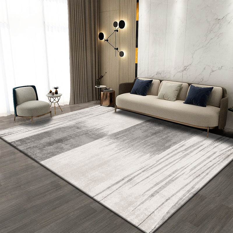 Sikunuo | Scandinavian Bedroom Rug Multicolor Abstract Printed Indoor Carpet Polyester Non-Slip Washable Area Rug