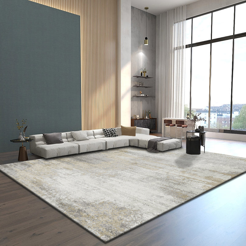 Sikunuo | Scandinavian Bedroom Rug Multicolor Abstract Printed Indoor Carpet Polyester Non-Slip Washable Area Rug
