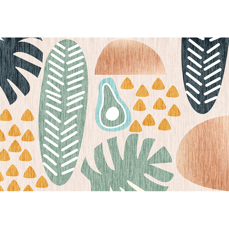 Sikunuo | Multicolored Scandinavian rug made of polyester hand-printed indoor rug pet-friendly easy-care area rug for the living room