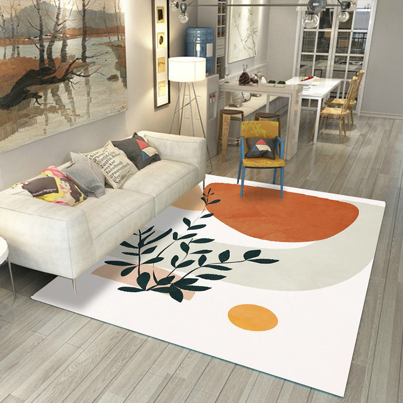 Sikunuo | Casual Living Room Rug Multicolored Color Blocked Rug Polypropylene Non-Slip Easy to Care Indoor Rug