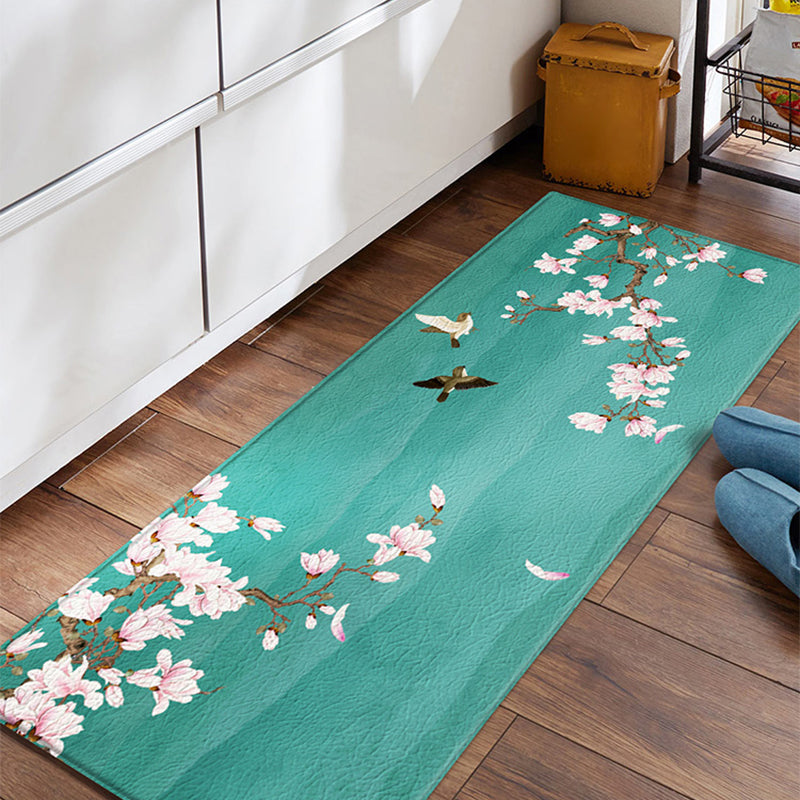Sikunuo | Relaxing floral printed carpet multi-colored PVC indoor rug with non-slip backing pet-friendly rug for home