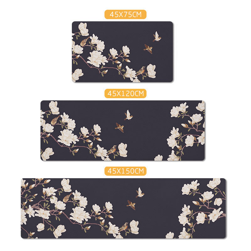 Sikunuo | Relaxing floral printed carpet multi-colored PVC indoor rug with non-slip backing pet-friendly rug for home