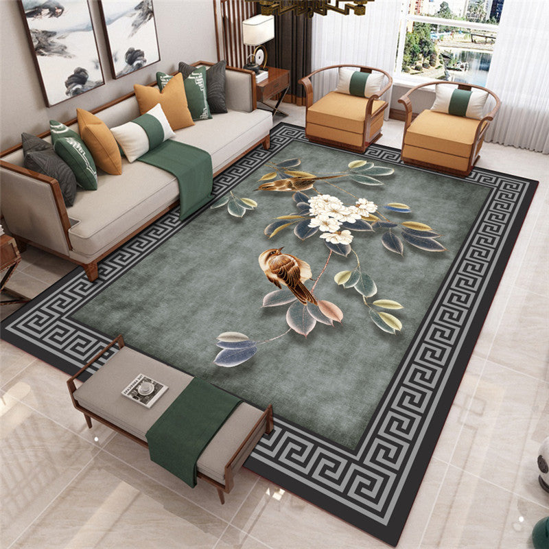 Sikunuo | Modern Living Room Carpet Multicolor Flower Print Indoor Rug Polypropylene Pet-Friendly Washable Rug