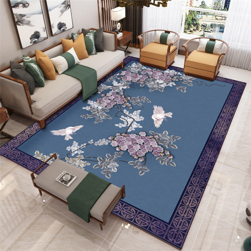 Sikunuo | Modern Living Room Carpet Multicolor Flower Print Indoor Rug Polypropylene Pet-Friendly Washable Rug