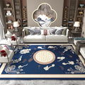Sikunuo | Asian Living Room Carpet Multicolored Chinese Print Carpet Polyester Non-Slip Underlay Pet-Friendly Indoor Carpet
