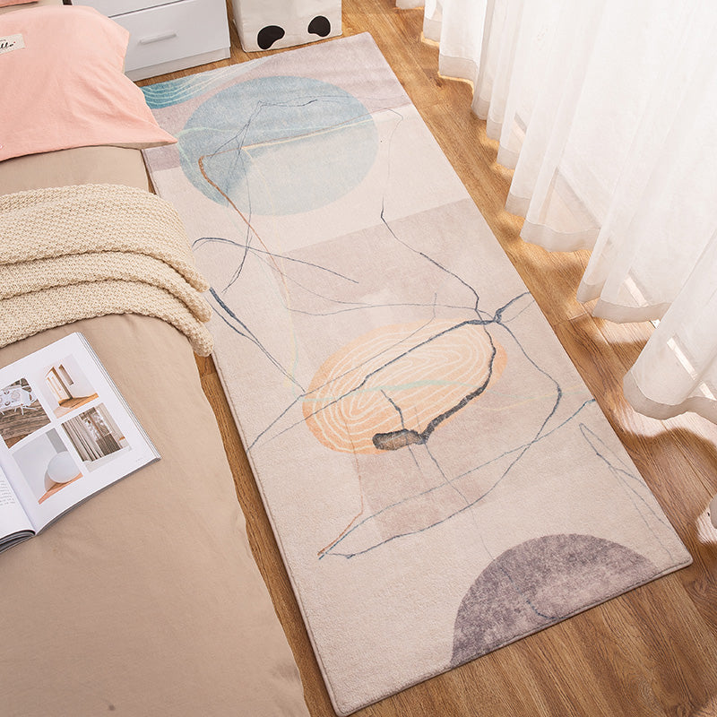 Sikunuo | Comfort Hand-printed Carpet Multicolored Lambswool Area Rug Non-slip Back Easy-care Indoor Rug for the Bedroom