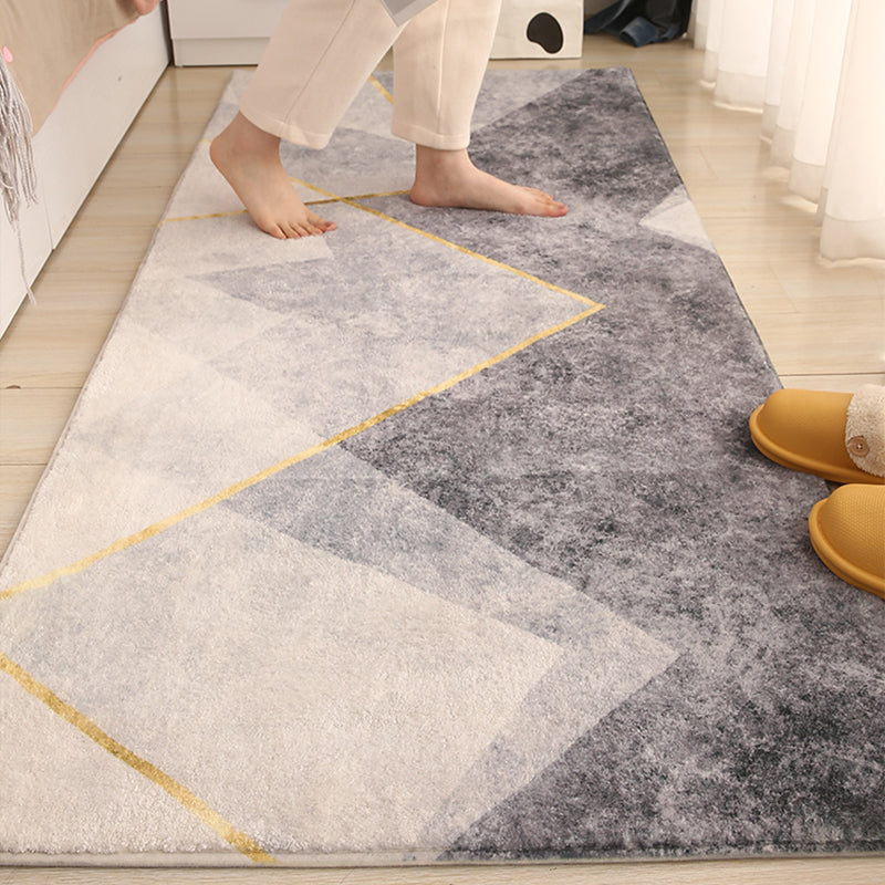 Sikunuo | Comfort Hand-printed Carpet Multicolored Lambswool Area Rug Non-slip Back Easy-care Indoor Rug for the Bedroom