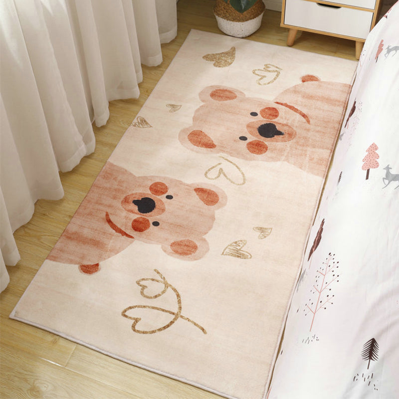 Sikunuo | Cute Cartoon Pattern Carpet Multicolor Polypropylene Indoor Carpet Non-Slip Easy to Care Area Rug for Kids Room