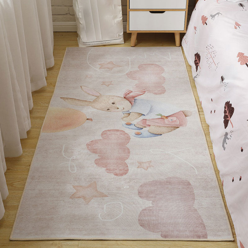 Sikunuo | Cute Cartoon Pattern Carpet Multicolor Polypropylene Indoor Carpet Non-Slip Easy to Care Area Rug for Kids Room