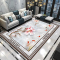 Sikunuo | Relaxing Living Room Carpet Multicolored Floral Pattern Carpet Synthetic Non-Slip Pet-Friendly Easy-Care Carpet