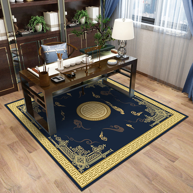 Sikunuo | Multi-Color Pattern Rug Polypropylene Asia Indoor Rug Non-Slip Back Stain-Resistant Area Rug for Living Room