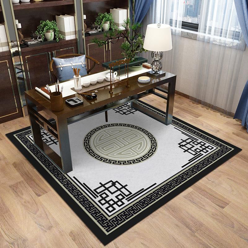 Sikunuo | Multi-Color Pattern Rug Polypropylene Asia Indoor Rug Non-Slip Back Stain-Resistant Area Rug for Living Room